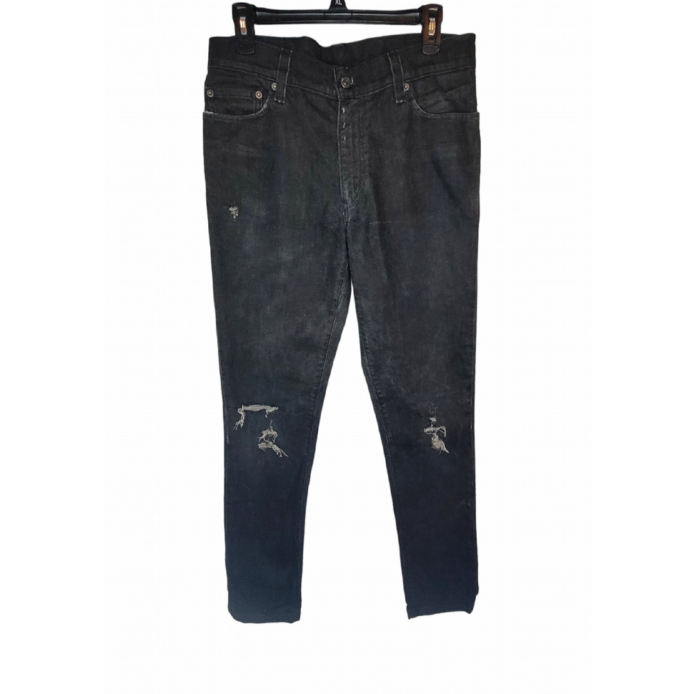 Levis Super Skinny 510 Mens Ripped Denim Jeans 34x32 99% Cotton Dark Wash